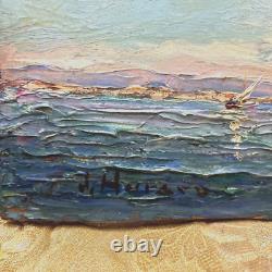 Painting by Hurard Joseph, Martigues, oil on wood, marine boats