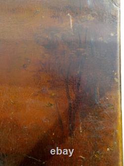 Painting early 19th century Romantic Scene Oil on antique furniture signed 40x55cm