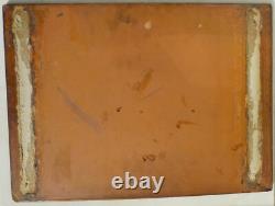 Painting early 19th century Romantic Scene Oil on antique furniture signed 40x55cm
