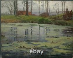 Painting from the early 20th century by Grégoire Lavaux Landscape with Water Body