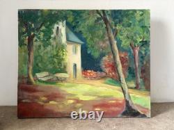 Painting of a House in the Woods, Oil on Canvas