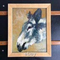 Painting of the Donkey signed J F Louis Merlet Oil on Wood Panel