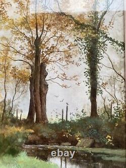 Painting on Paper The Misty Autumn Undergrowth Signed by Jean Paul Barre