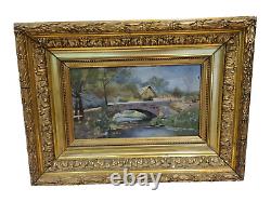 Painting on panel in wooden golden frame