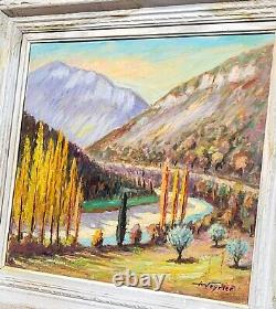 Painting signed A VEYRIER The Gorges of Laygues. 1959 Oil on panel