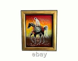 Painting signed A ZENATI (Abderrahmane, 1943) Oil on wood Cavalier Fantasia