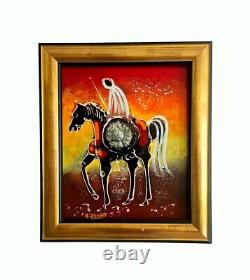 Painting signed A ZENATI (Abderrahmane, 1943) Oil on wood Cavalier Fantasia
