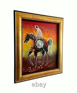 Painting signed A ZENATI (Abderrahmane, 1943) Oil on wood Cavalier Fantasia