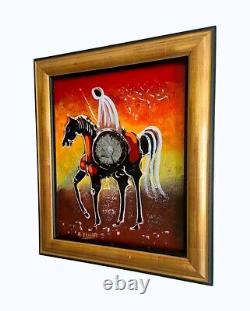 Painting signed A ZENATI (Abderrahmane, 1943) Oil on wood Cavalier Fantasia