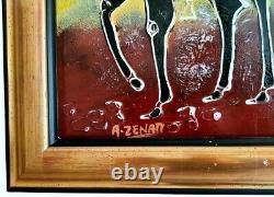 Painting signed A ZENATI (Abderrahmane, 1943) Oil on wood Cavalier Fantasia