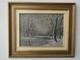 Painting Signed J. E. Brunel Snowy Landscape Oil On Wood Panel