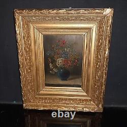 Painting signed Oil S WOOD Still Life Flower Bouquet Vase 18th/19th Century Framed