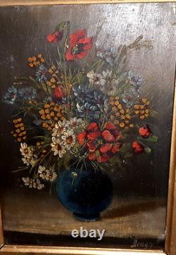 Painting signed Oil S WOOD Still Life Flower Bouquet Vase 18th/19th Century Framed