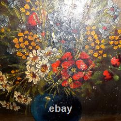 Painting signed Oil S WOOD Still Life Flower Bouquet Vase 18th/19th Century Framed