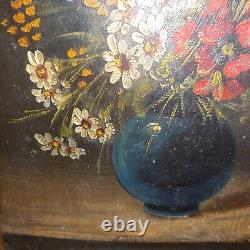 Painting signed Oil S WOOD Still Life Flower Bouquet Vase 18th/19th Century Framed
