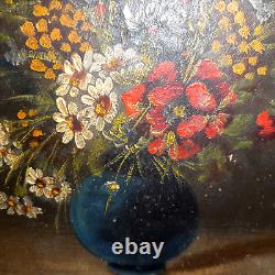 Painting signed Oil S WOOD Still Life Flower Bouquet Vase 18th/19th Century Framed