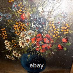 Painting signed Oil S WOOD Still Life Flower Bouquet Vase 18th/19th Century Framed