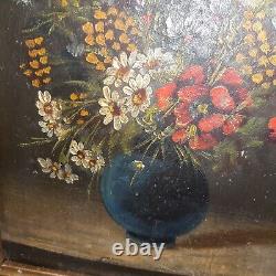 Painting signed Oil S WOOD Still Life Flower Bouquet Vase 18th/19th Century Framed