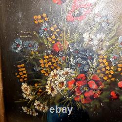 Painting signed Oil S WOOD Still Life Flower Bouquet Vase 18th/19th Century Framed