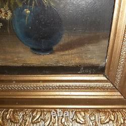 Painting signed Oil S WOOD Still Life Flower Bouquet Vase 18th/19th Century Framed