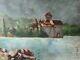 Painting Signed Verdoyant: Houses By The Lake In Italy Landscape