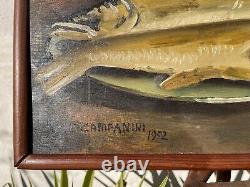 Painting signed by Campanini, oil on wood, antique table