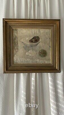 Painting signed by Robert LAMBIN - 55x54 oil on wood The Dried Fruit 1969