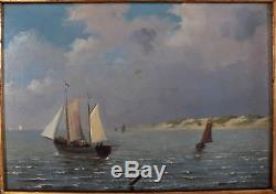 Pair Hsp Oil On Panel 19th Marine Coomans Painting Chalkboard