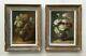 Pair Of Ancient Paintings, Bouquets Of Flowers, Oils On Panels, Early 20th Century