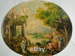 Pair Of Small Signs Painted Oval Italian Miniature Paintings Debut XIX