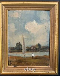 Pair Oil Miniature Paint A Hand On Wood Sign 7 A Identify 1950 G6116