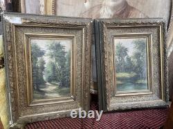 Pair of Antique Paintings Oil on Wood by Alain Bonnaud