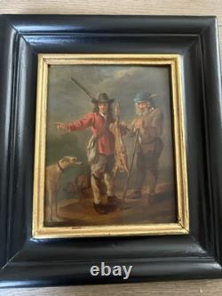 Pair of Antique Paintings The Return from the Hunt 18th Century on Wood Holland