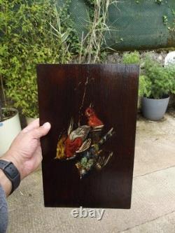 Pair of Oil Paintings on Wood Panel Still Life with Hunting Birds signed Victor