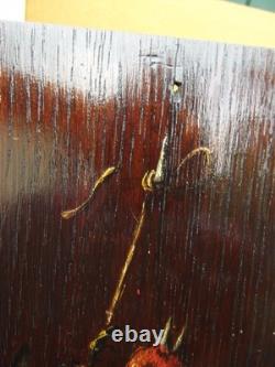 Pair of Oil Paintings on Wood Panel Still Life with Hunting Birds signed Victor