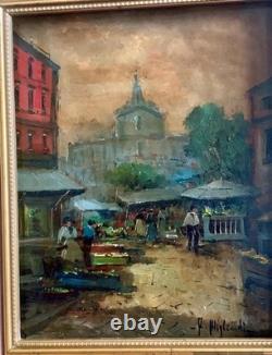 Pair of Paintings: The Markets, Italy, Naples, A. Migliardi (1913–1985)
