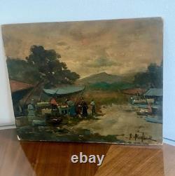 Pair of Paintings: The Markets, Italy, Naples, A. Migliardi (1913–1985)