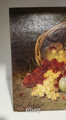 Pair of Paintings XIX Still Lifes Oil on Wood Signed Léon Charles Huber