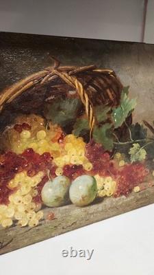 Pair of Paintings XIX Still Lifes Oil on Wood Signed Léon Charles Huber