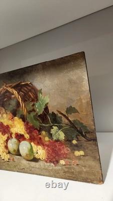 Pair of Paintings XIX Still Lifes Oil on Wood Signed Léon Charles Huber