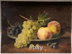 Pair of Paintings XIX Still Lifes Oil on Wood Signed Léon Charles Huber