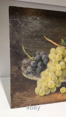 Pair of Paintings XIX Still Lifes Oil on Wood Signed Léon Charles Huber