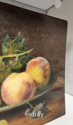 Pair of Paintings XIX Still Lifes Oil on Wood Signed Léon Charles Huber