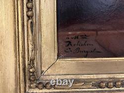 Pair of oils on mahogany panels signed E. BURGAT dated 1877