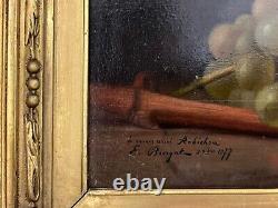 Pair of oils on mahogany panels signed E. BURGAT dated 1877