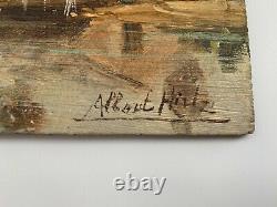 Panel By Albert Hirtz Lavandiere Scene De Riviere Frame Natural Wood G2315