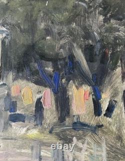Paris School painting, oil on panel, 1970, Maurice Fournier, Bois de Boulogne