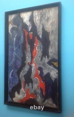 Paul BERCOT (1898-1970) Painting 103cm HSP Oil 1960 Abstraction Poliakoff Miro