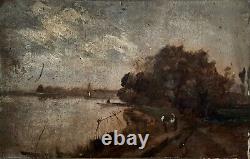 Paul Emmanuel PERAIRE 1829-1983 Landscape River Barbizon Impressionism 1882