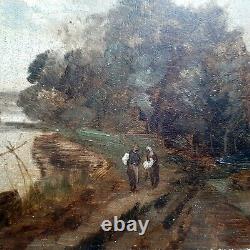 Paul Emmanuel PERAIRE 1829-1983 Landscape River Barbizon Impressionism 1882